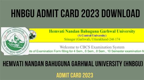 HNBGU Admit Card 2023 – Download Exam Admit Card .